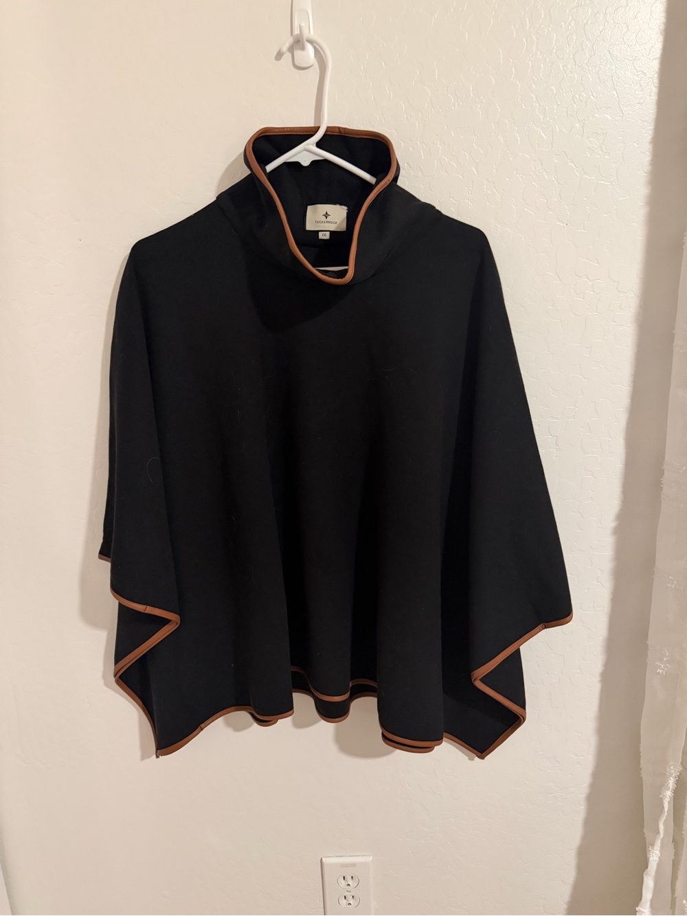 Tuckernuck Black Poncho with Tan Trim